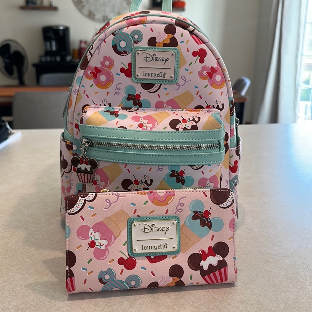 Disney Loungefly backpack and wallet set